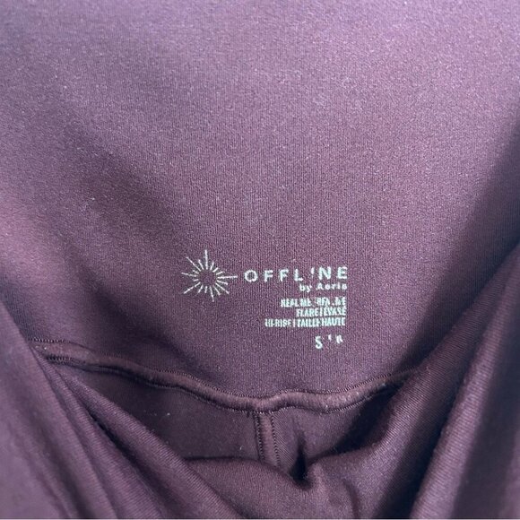 Aerie Offline Real Me Cross Over Burgundy Red Flare Leggings Women’s Size Small - Picture 4 of 6